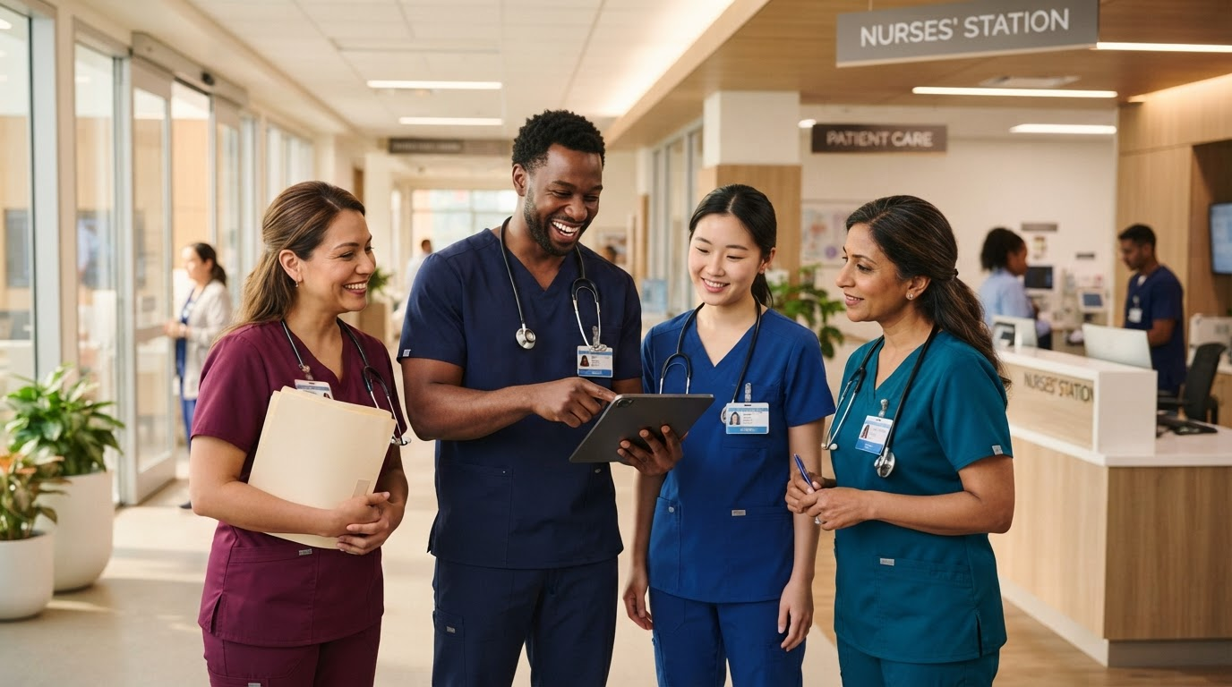 Nursing team working together