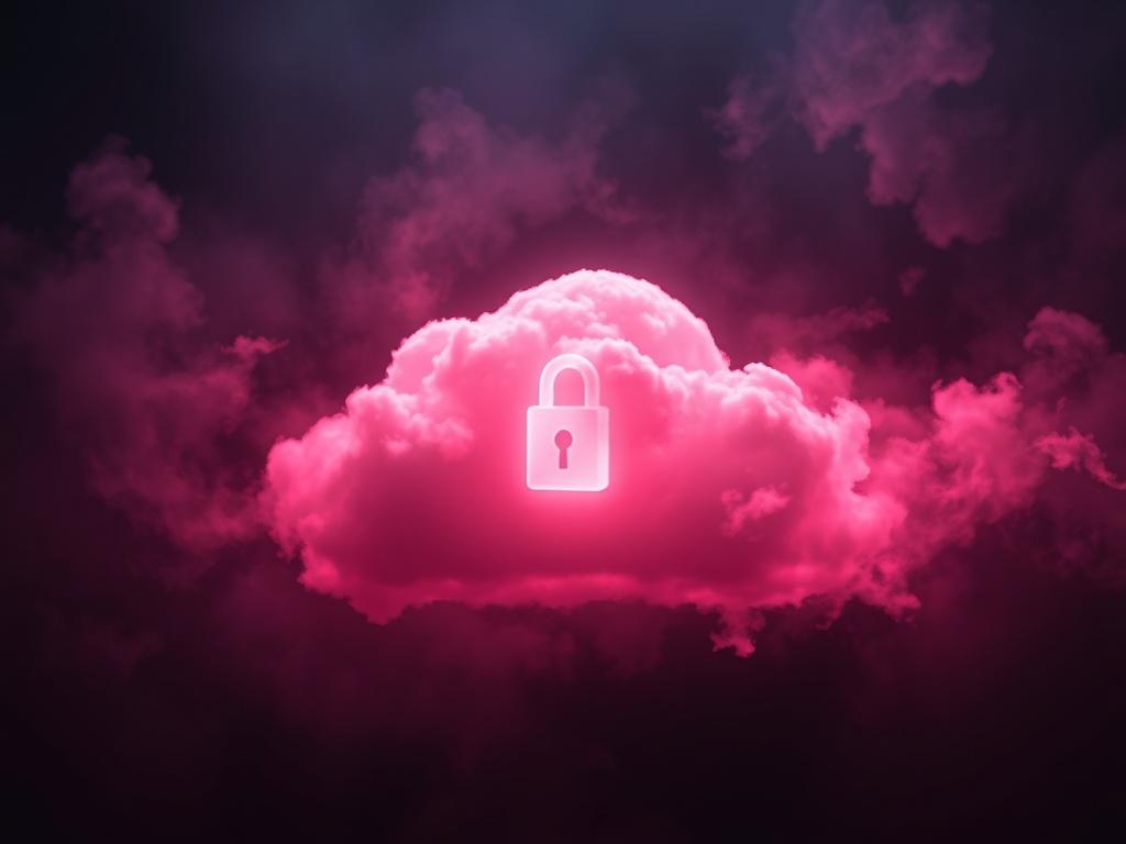 A high resolution image depicting a secure digital cloud surrounded