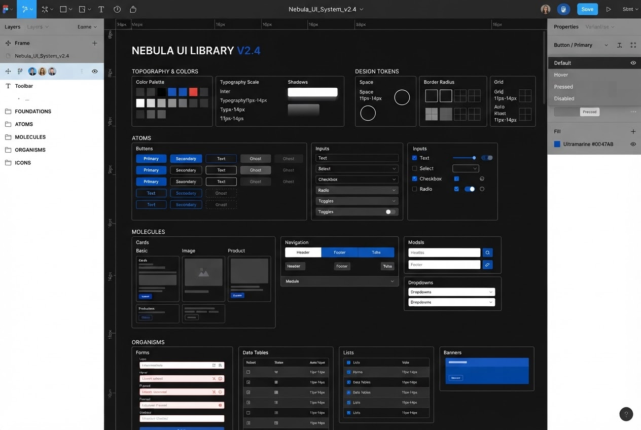 Figma workspace showing UXFoundry's comprehensive UI component library