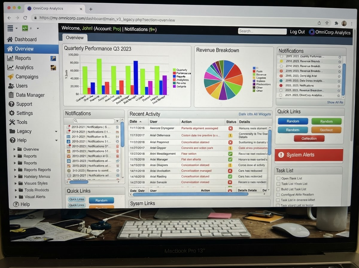 Before redesign - SaaS Analytics Dashboard