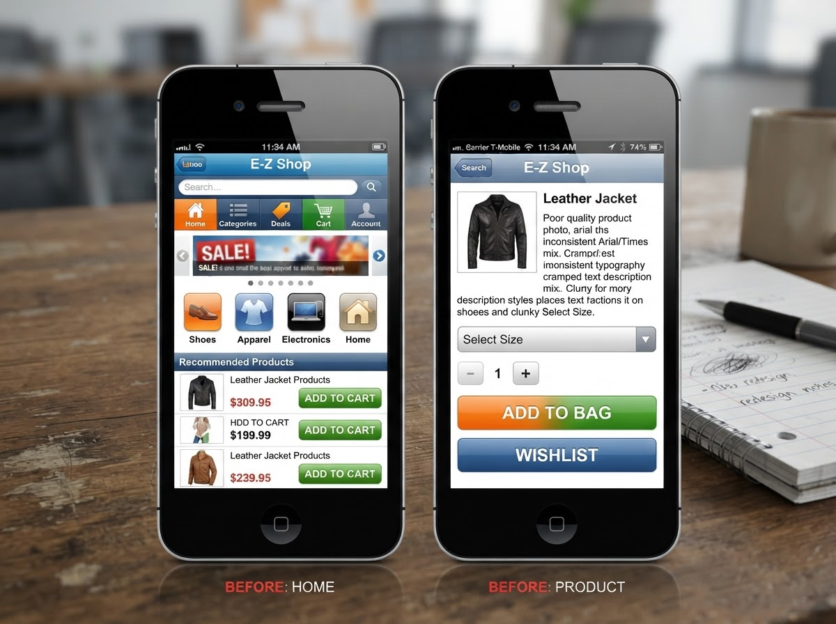 Before redesign - Fitness Mobile App