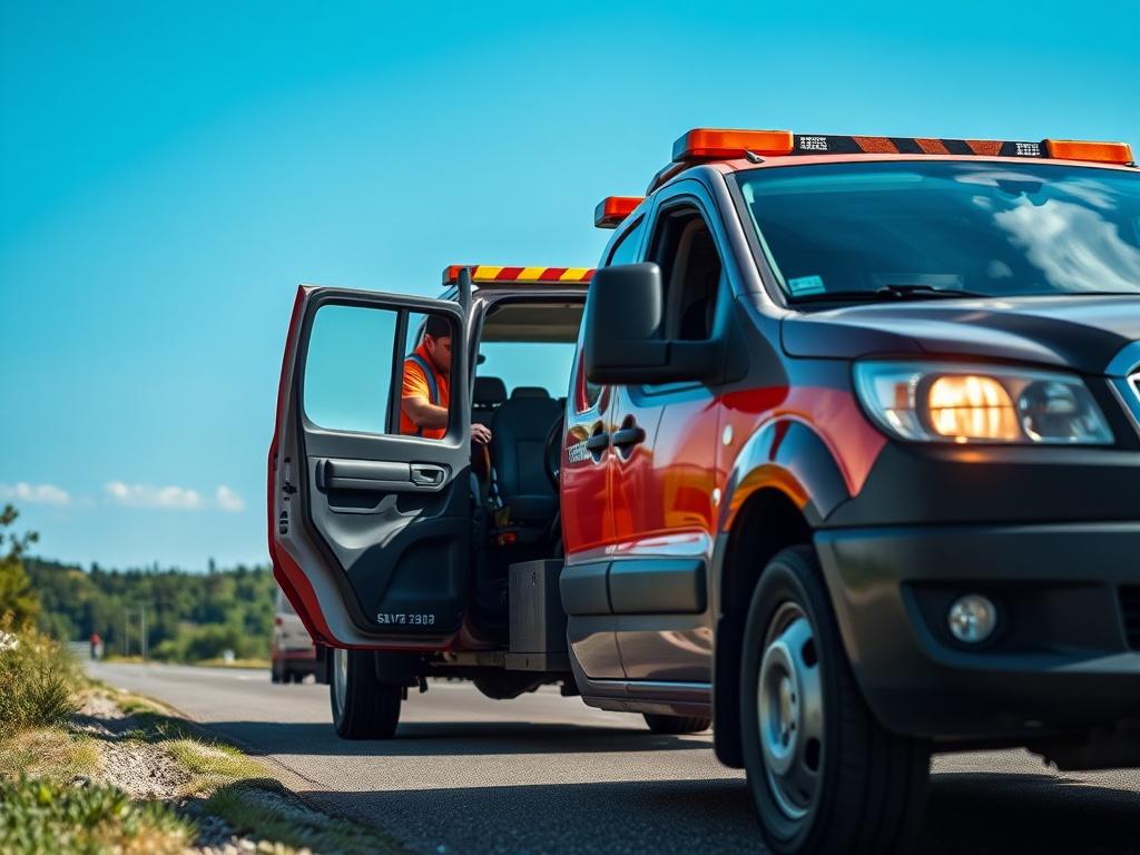 A close up shot of a professional recovery vehicle parked