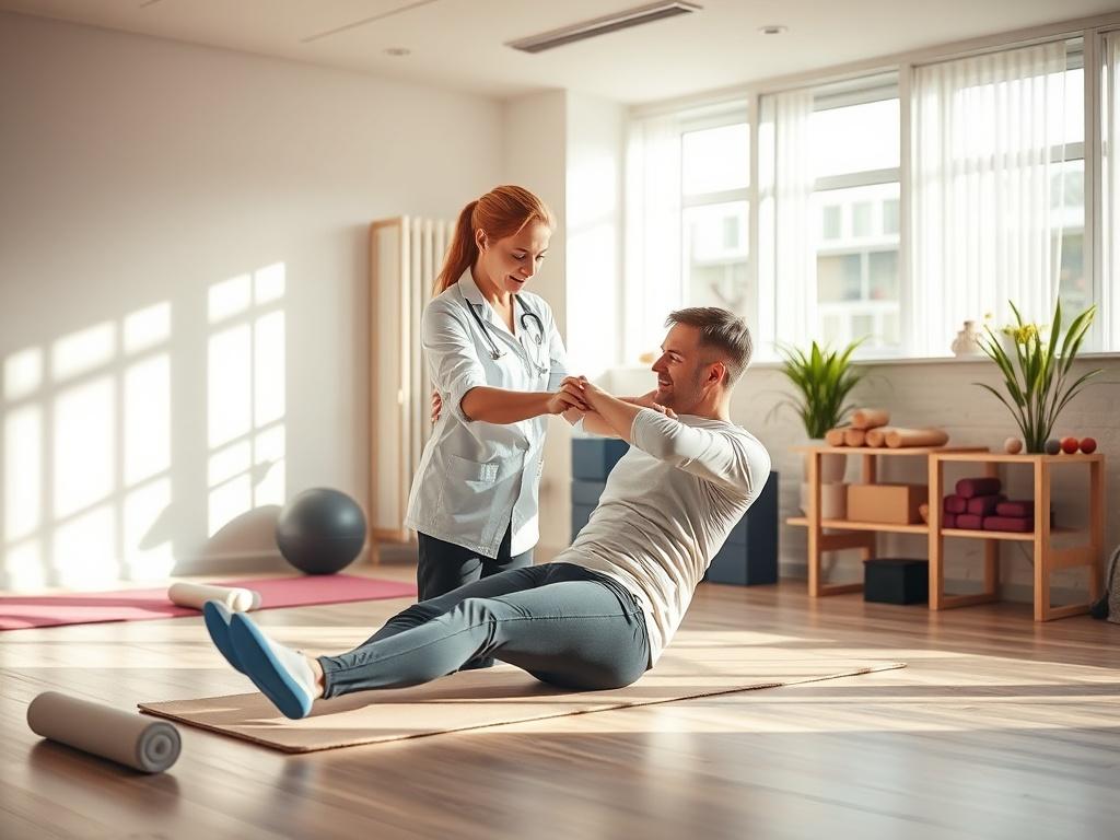 An image depicting a professional physiotherapy session  The focus