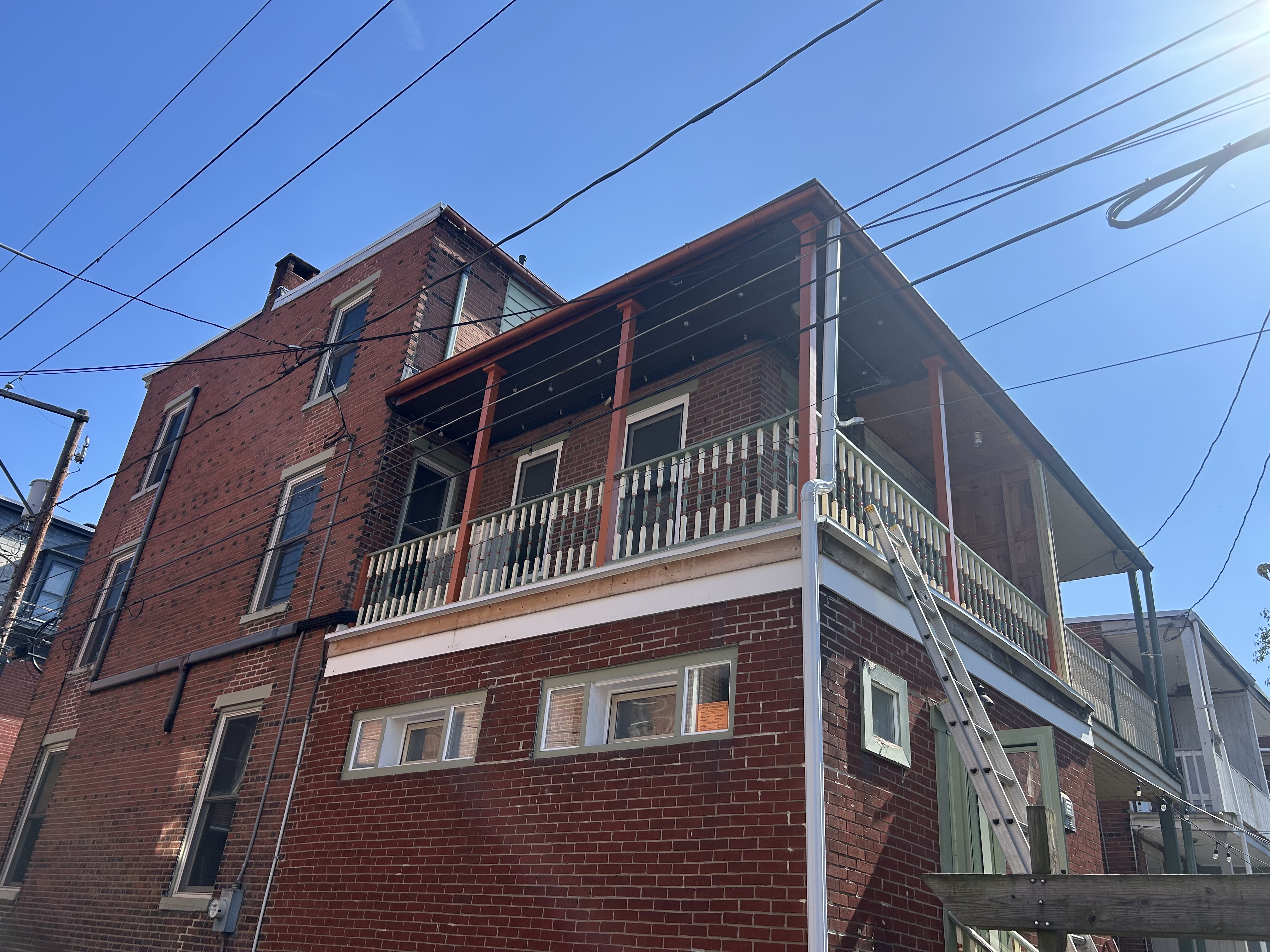 Historic balcony restoration with TPO roofing in Harrisburg, PA