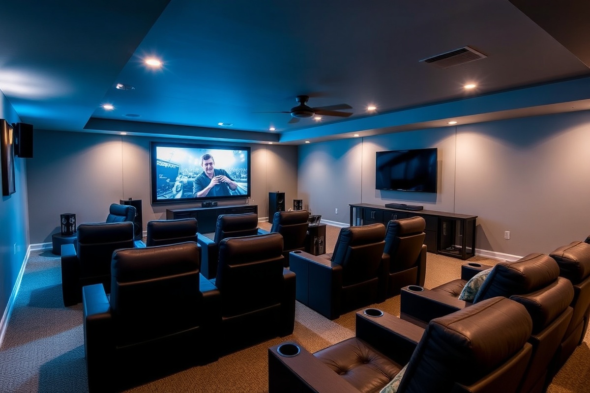 Basement home theater setup