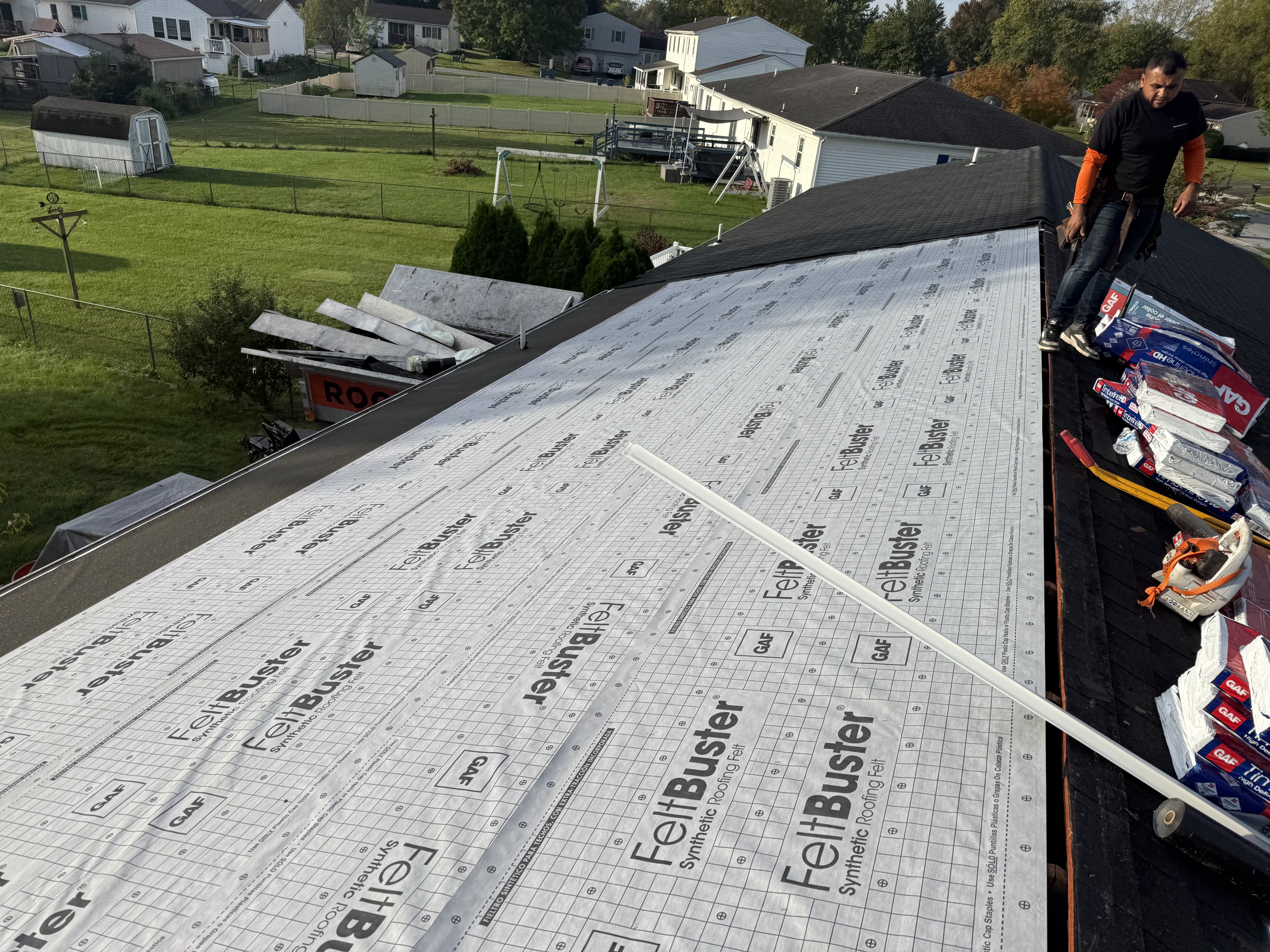 Close-up of installed shingles