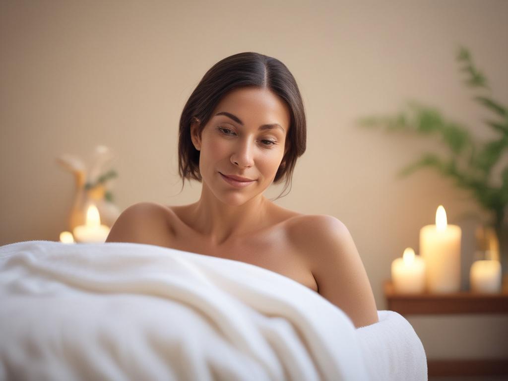 A serene spa environment featuring a facial treatment in progress