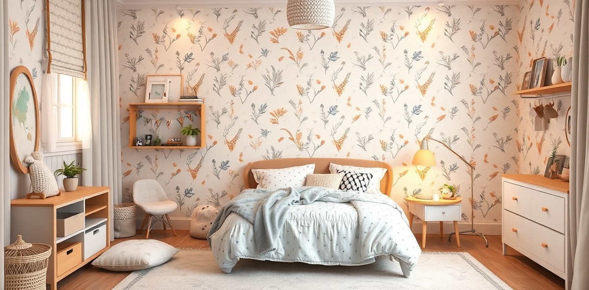 Chambre d'enfant avec papier peint personnalisé