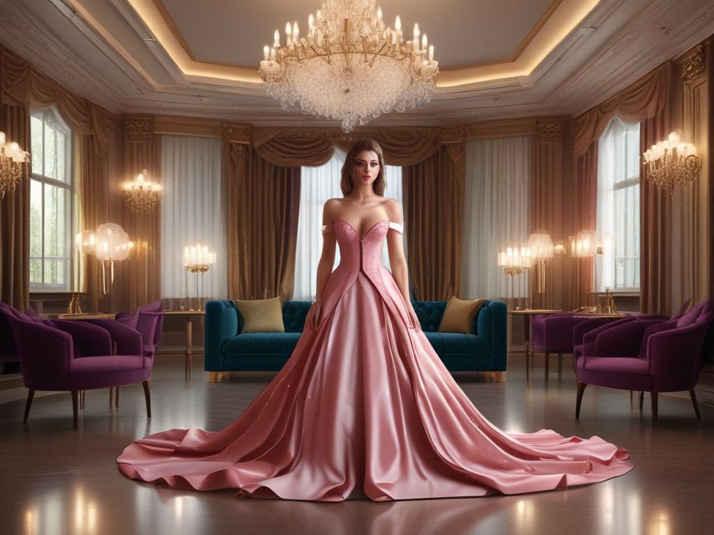 A stunning luxury escort, dressed elegantly in a chic evening