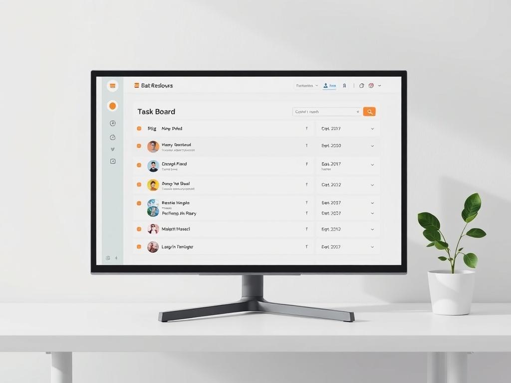 A visually appealing task board on a screen with categorized