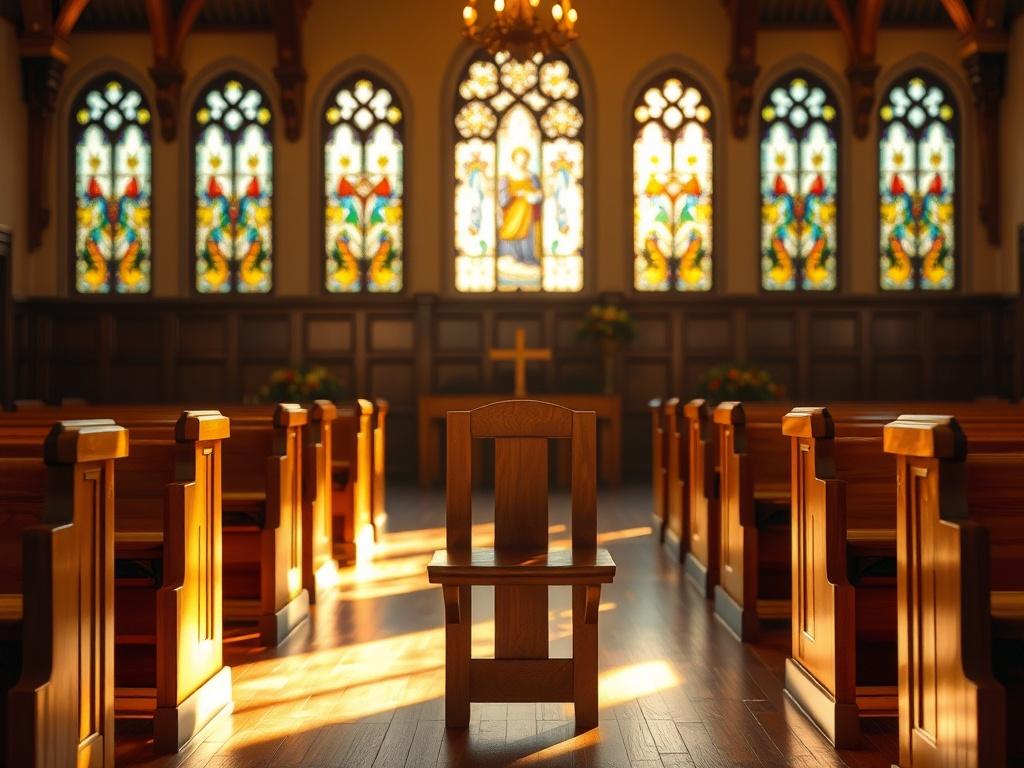 A warm and inviting image of a cozy church interior