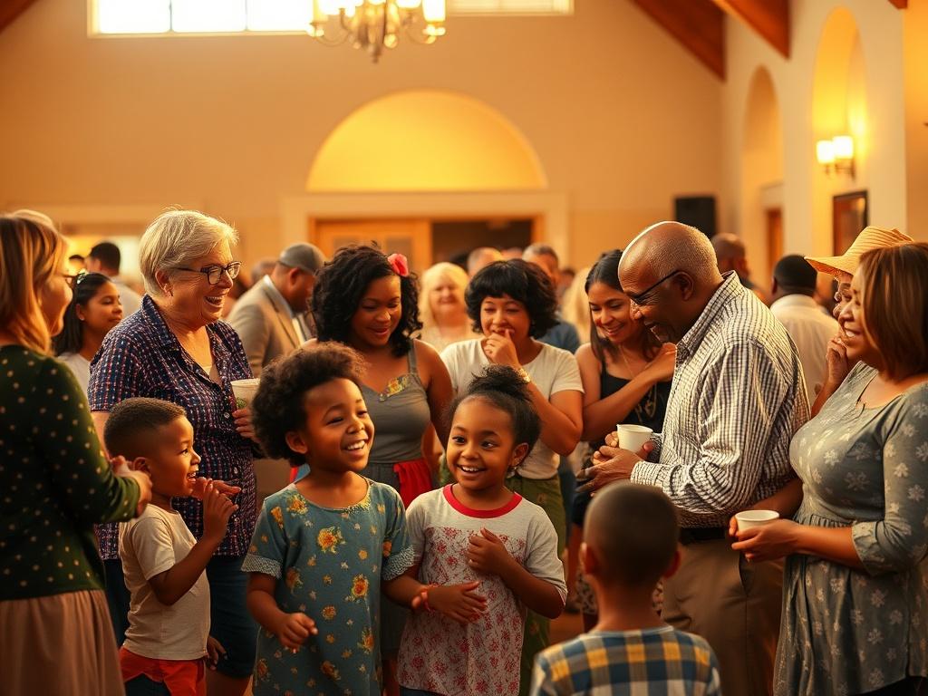 A heartwarming image of a diverse group of families and