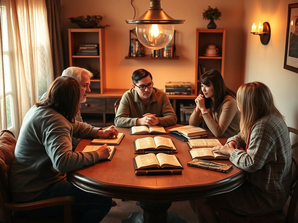 A cozy and inviting setting for a Bible study group,