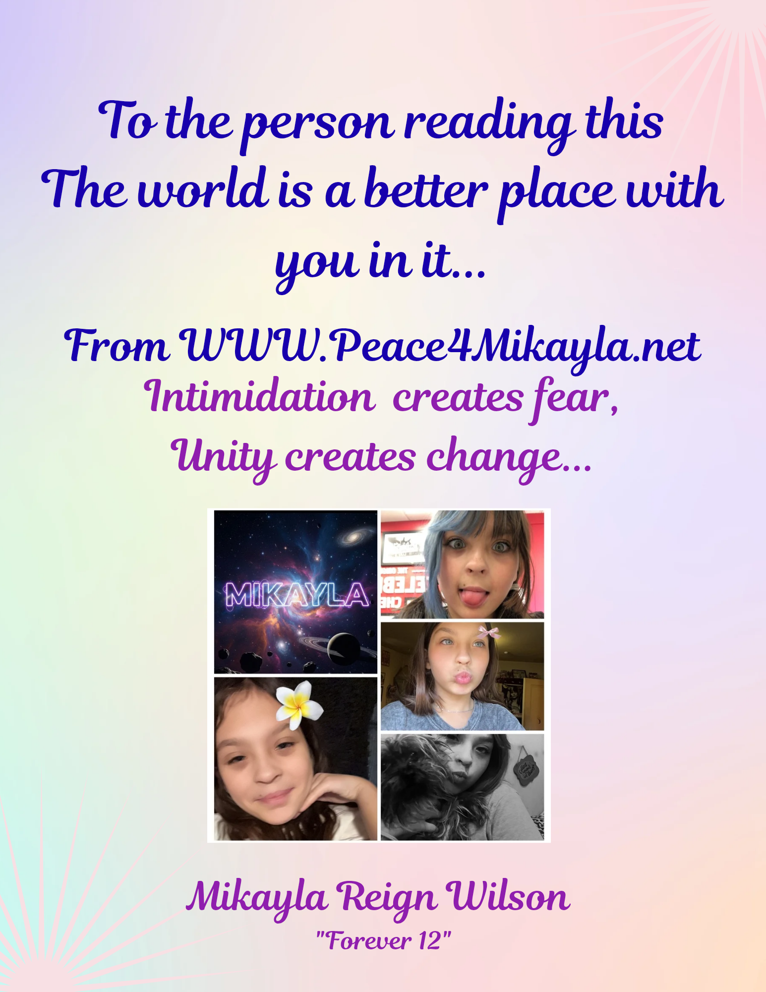 To the person reading this: The world is a better place with you in it