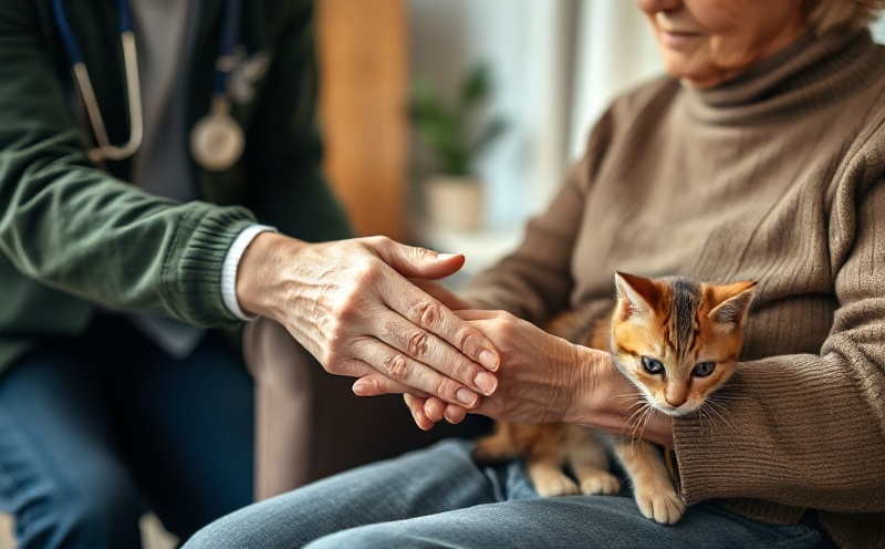 Professional caregiver with senior and pet showing compassion and trust