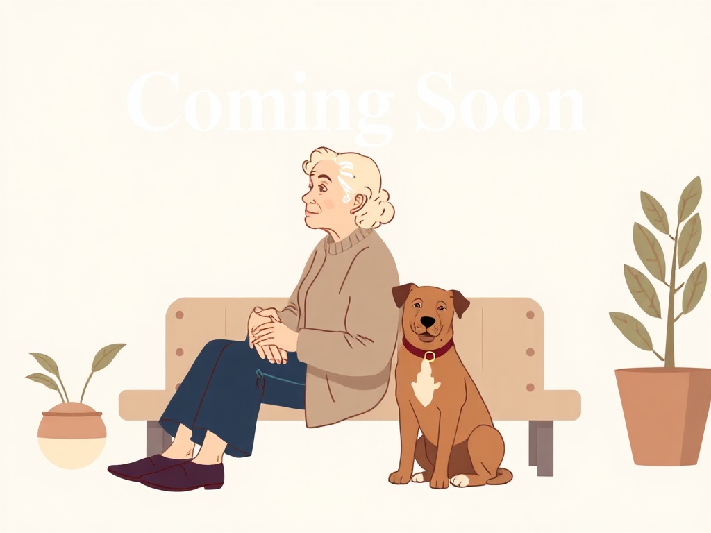 Senior with beloved pet, waiting peacefully
