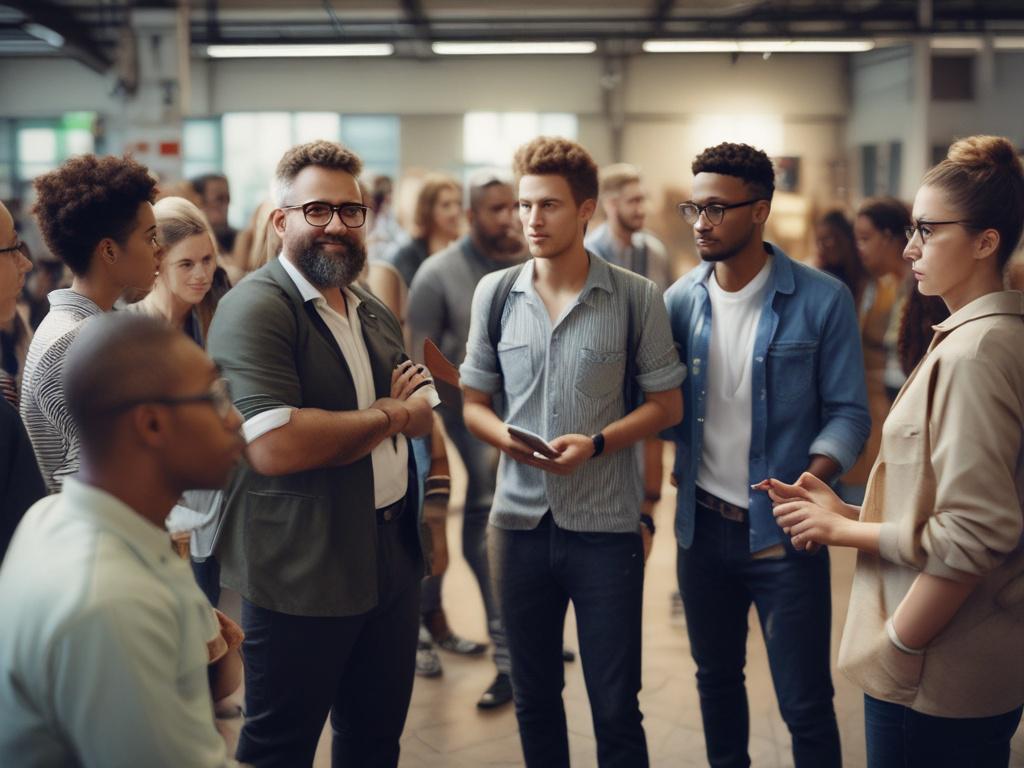 A close-up shot of a diverse group of individuals attentively engaged in a workshop setting. A facilitator stands at the front, demonstrating techniques on a whiteboard. The atmosphere is collaborative and supportive, with participants taking notes and asking questions.