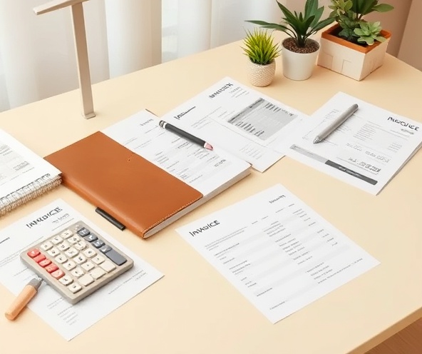 Organized financial documents and bookkeeping setup
