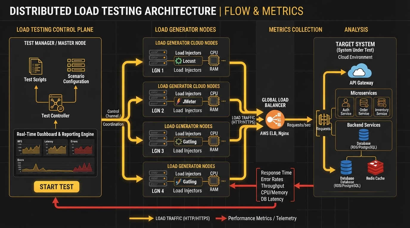 Distributed load testing architecture