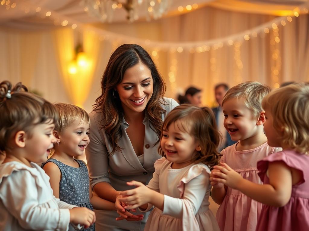 A warm and inviting scene of a professional babysitter engaging