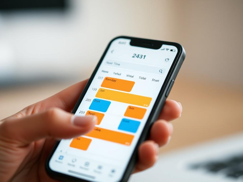 A close up shot of a smartphone displaying a scheduling