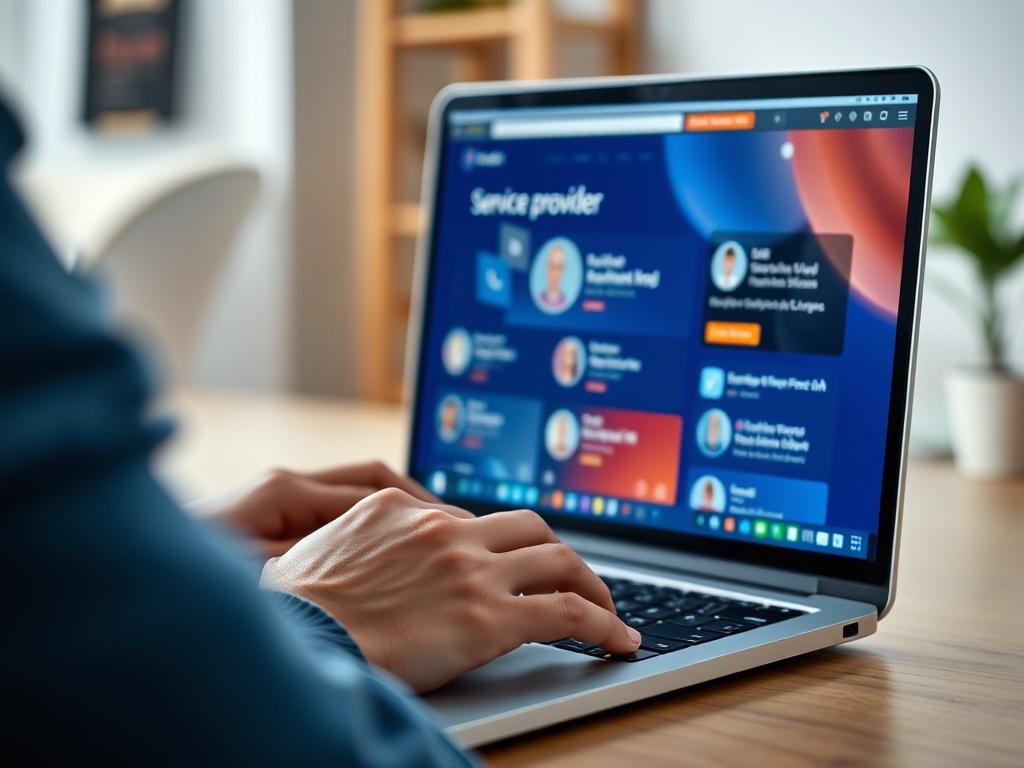 A close up shot of a person using a laptop