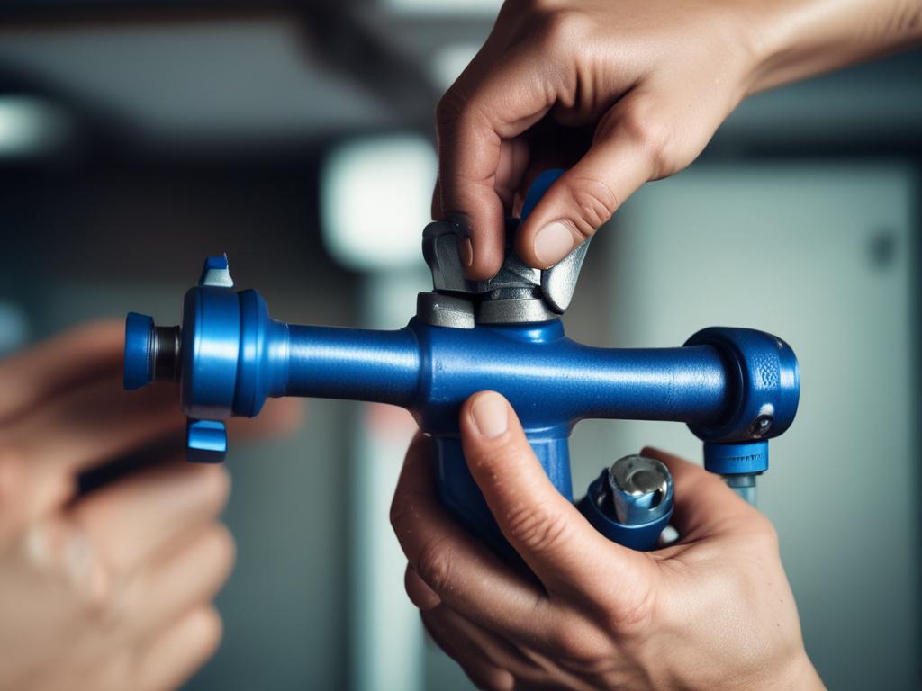 A hyper realistic close up of a professional plumber's hands