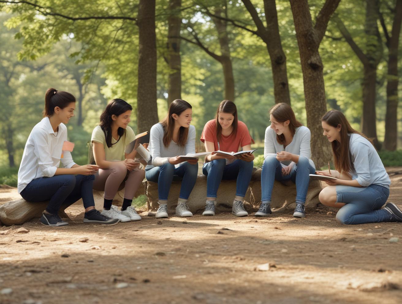 students learning outdoors