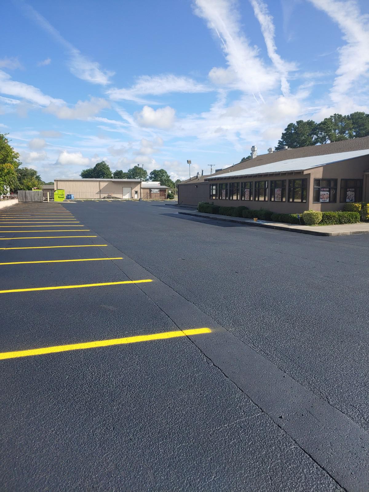 A newly-repaired parking lot from Pavement Transformations.
