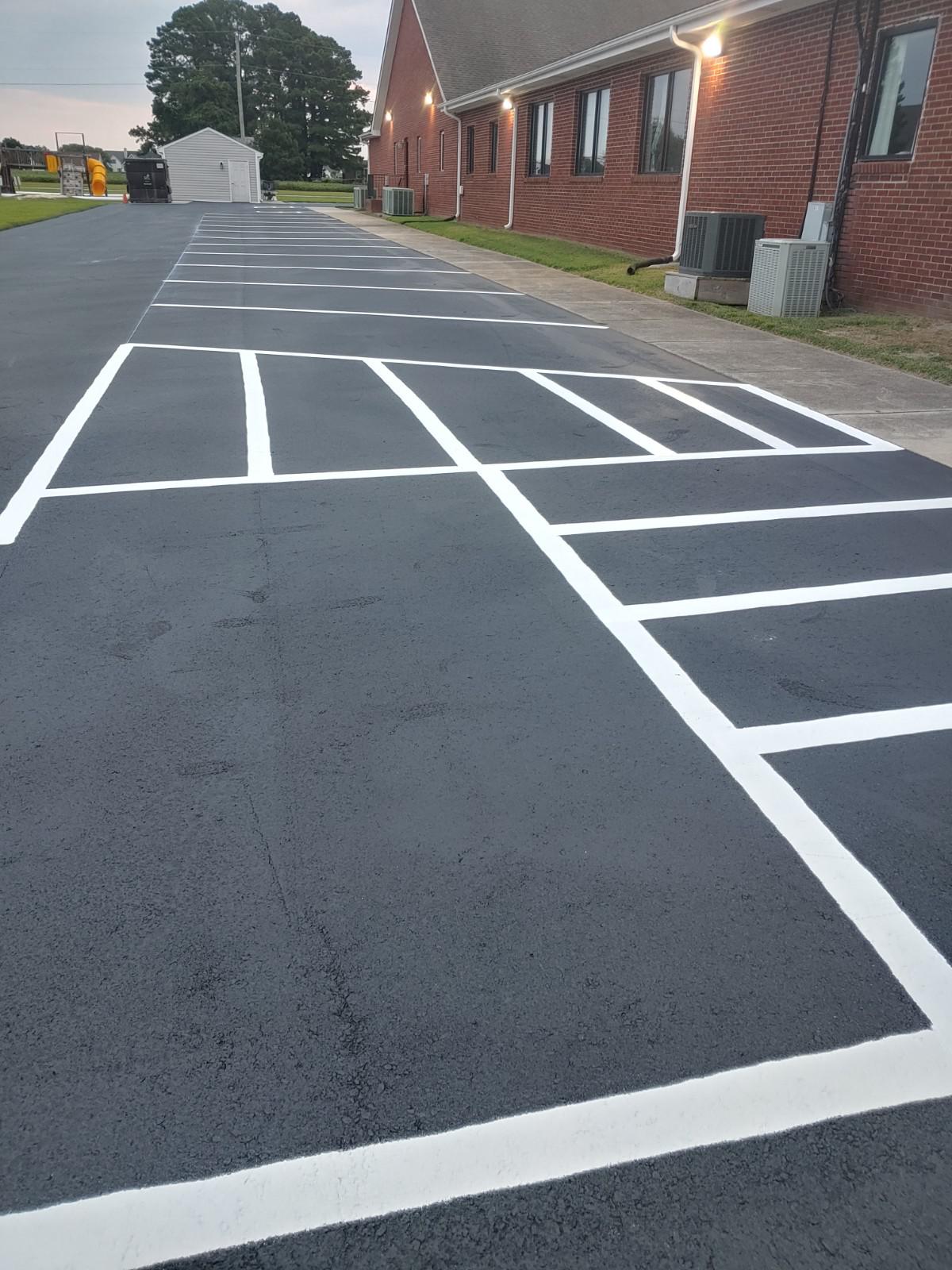 An example of Pavement Transformations&#x27; line striping services.