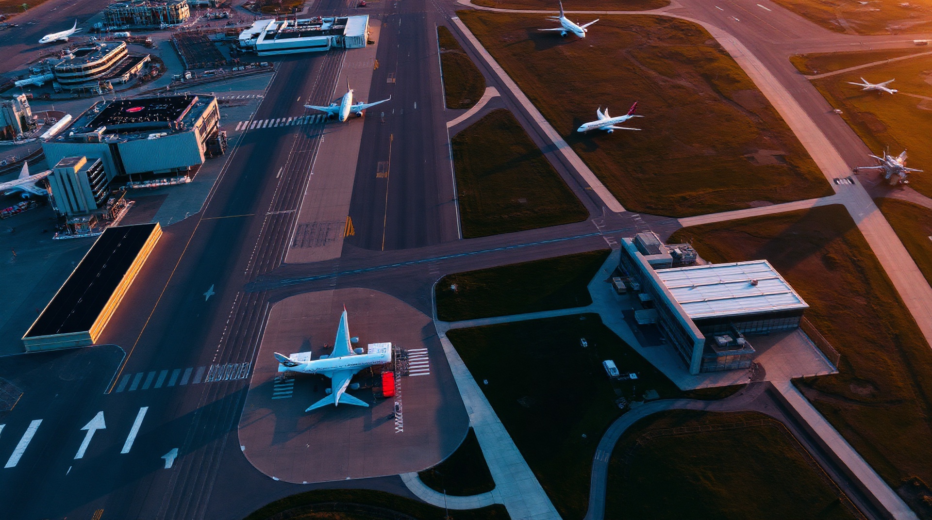 Aerial view of modern international airport