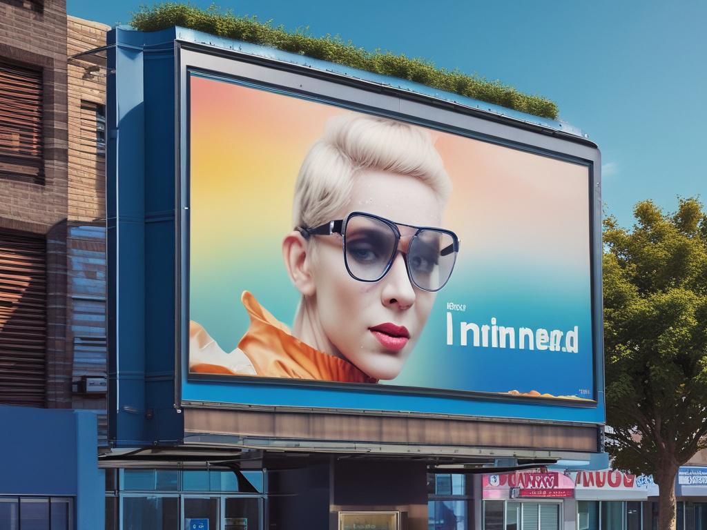 A high resolution close up of a vibrant billboard displaying