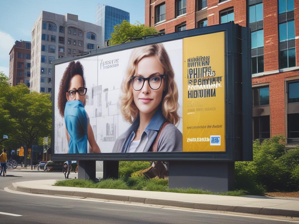 A hyper realistic close up of a community billboard featuring