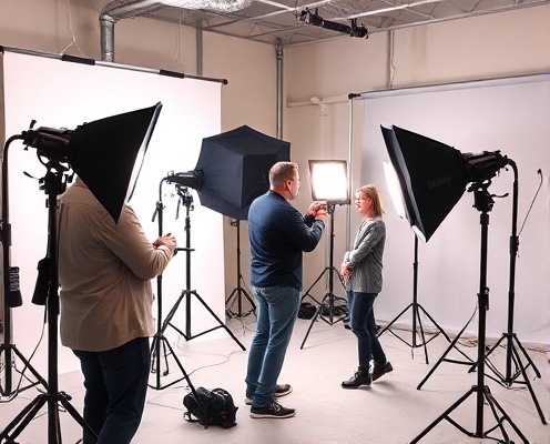 Professional photography session in studio
