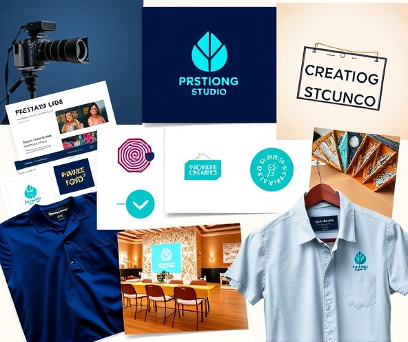 Creative studio collage showing photography, logos, events, and embroidery