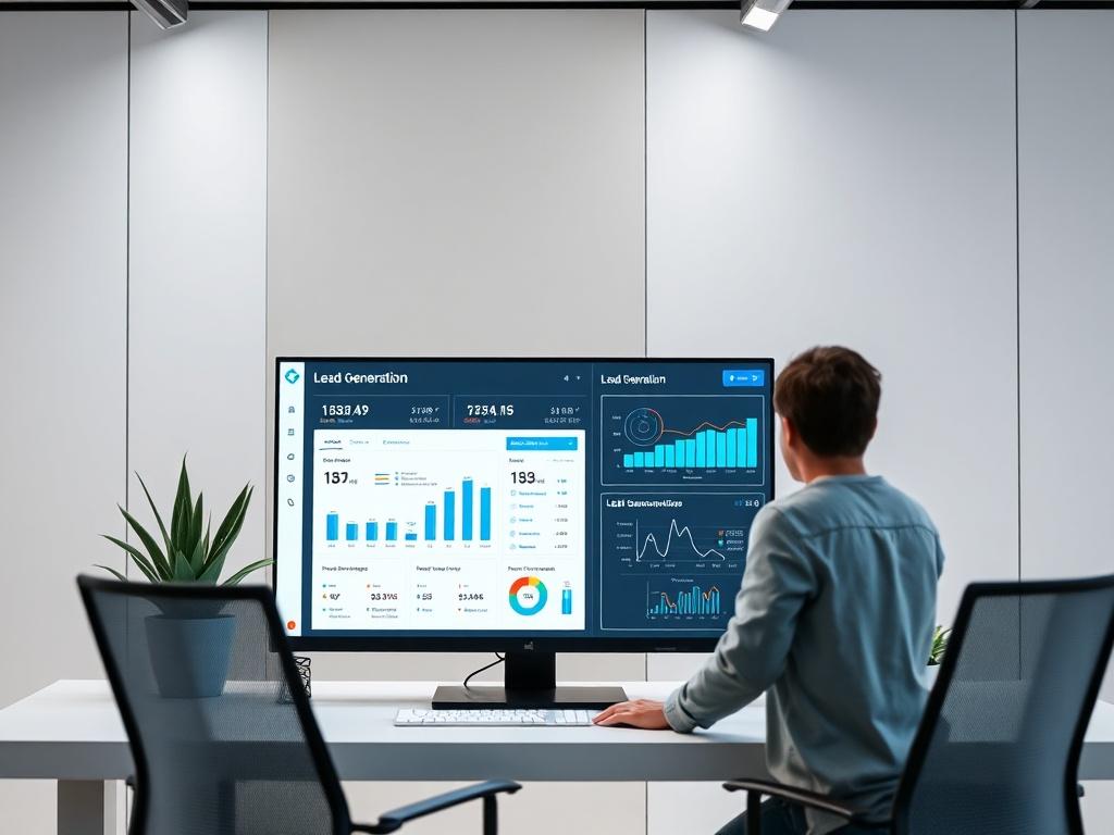 A modern, high tech office environment featuring a sleek computer