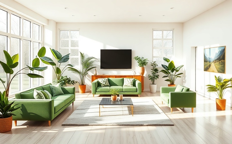 Sparkling clean living room with green accents