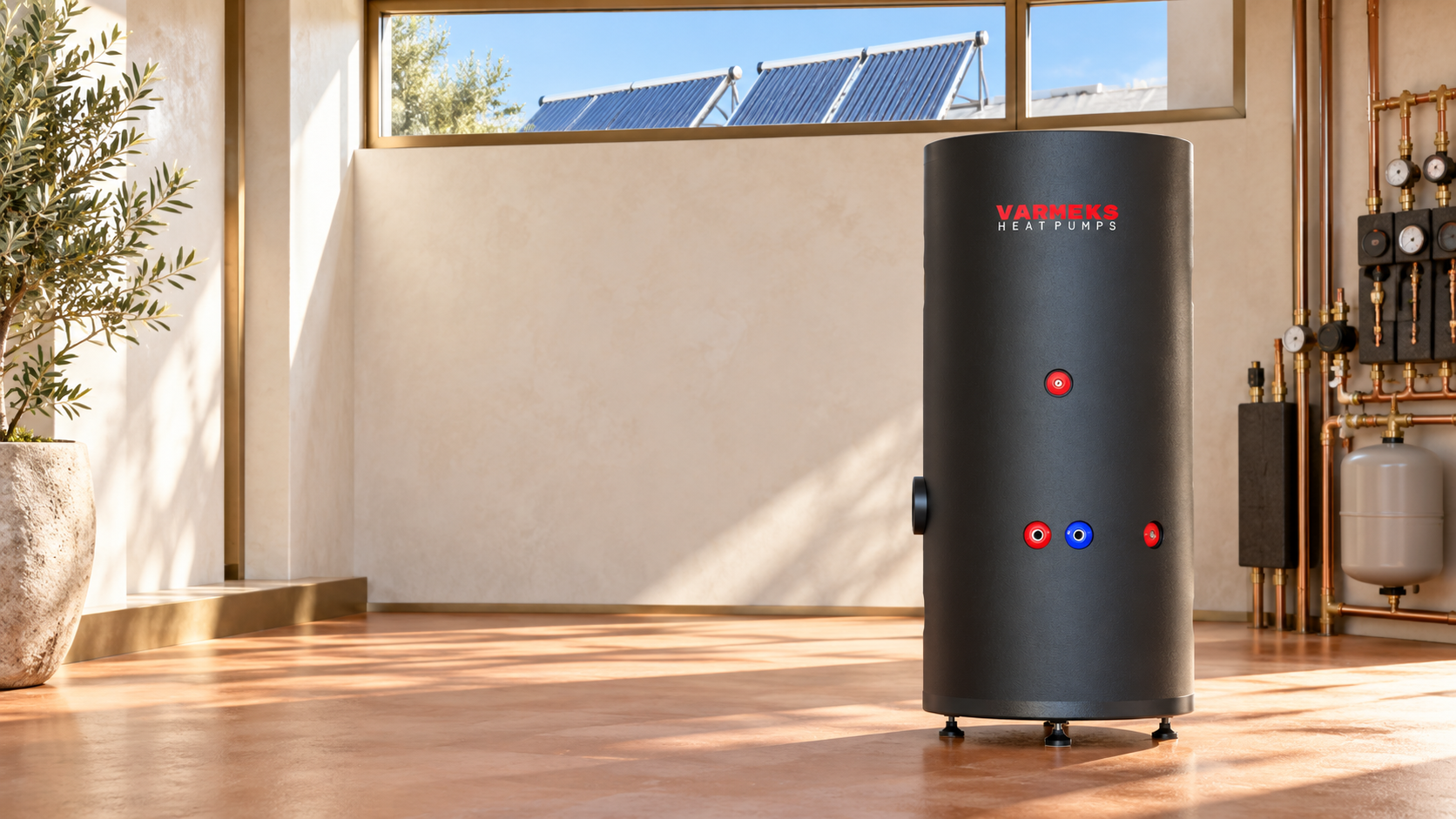 Solikombi Series 500 L tank in a solar-assisted hot water installation banner
