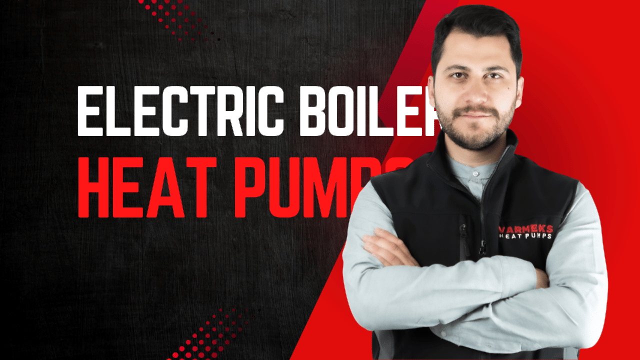 Side-by-side comparison of an electric boiler and a heat pump, focusing on efficiency and performance