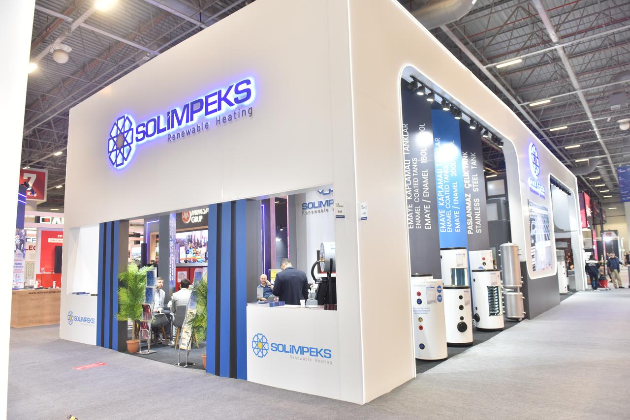 ISK-SODEX 2025 fuarında Solimpeks Renewable Heating standının genel görünümü.
