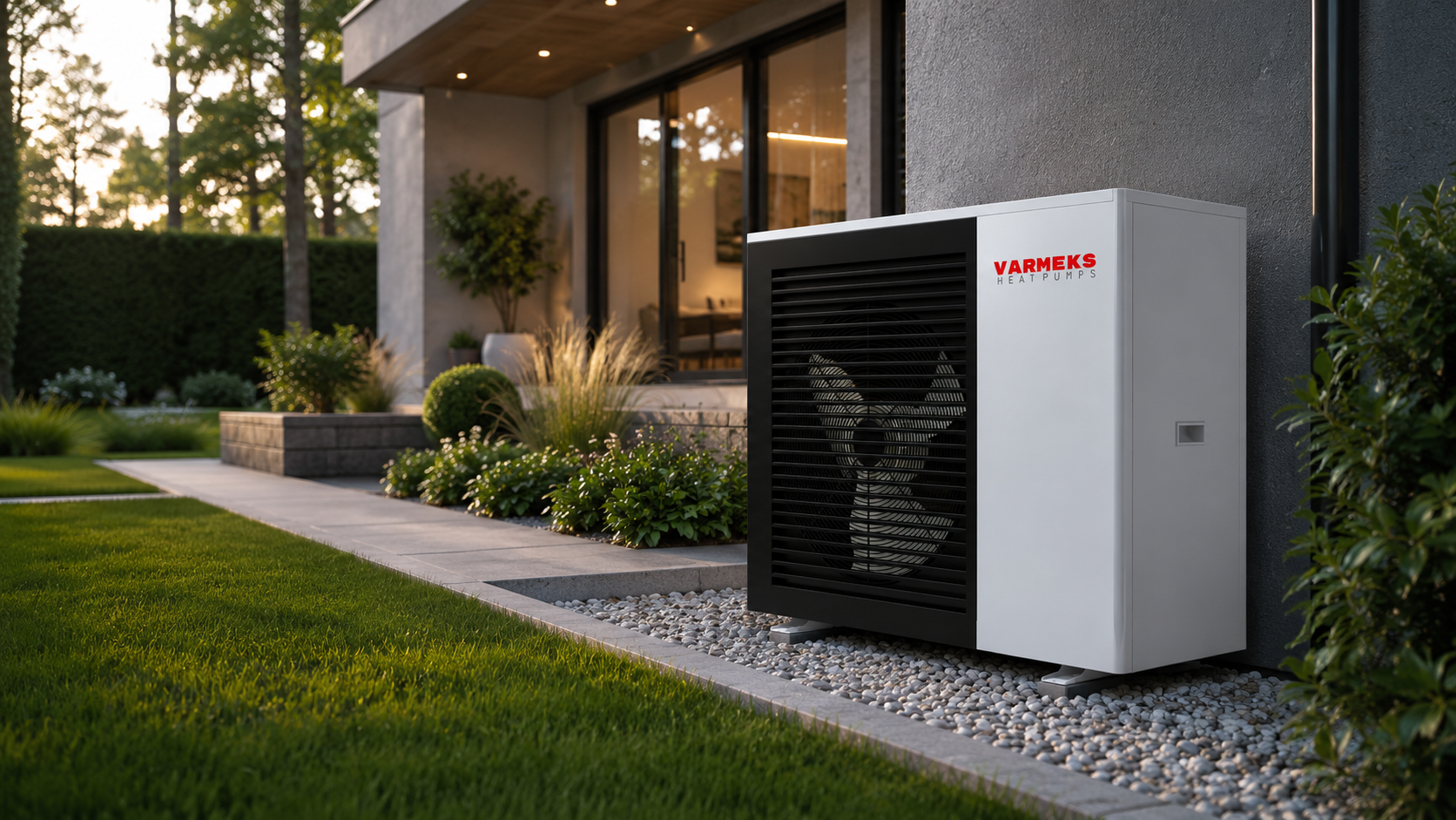 Varm Up Series monoblock heat pump installation render