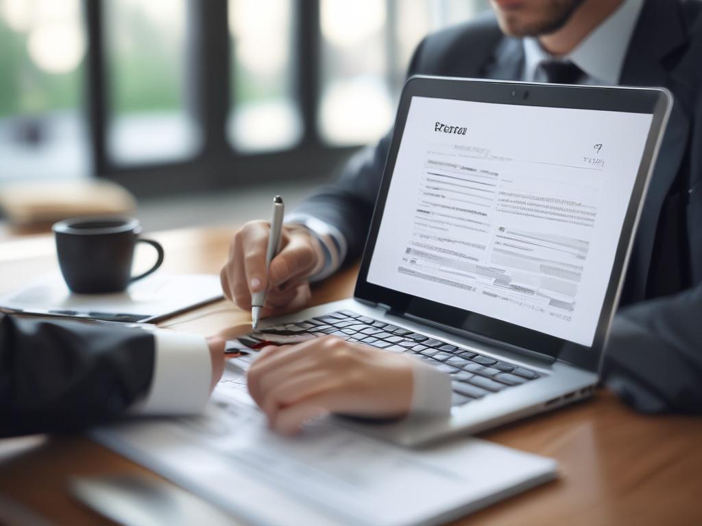 A close up shot of a professional consultant reviewing a