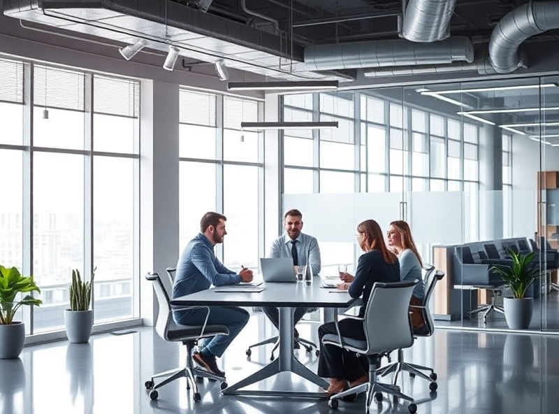Professional business team collaborating on marketing strategy