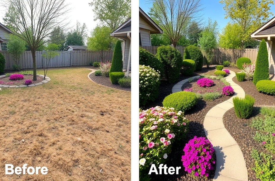 Before and after landscape transformation
