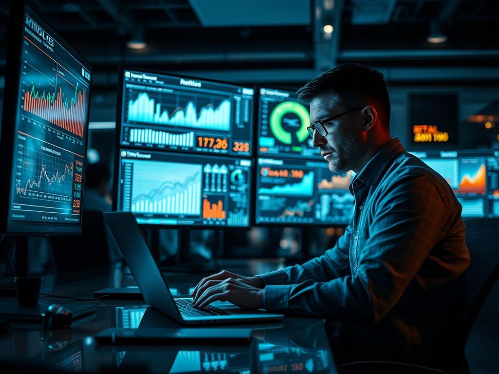 A captivating high resolution image of a retail data analyst