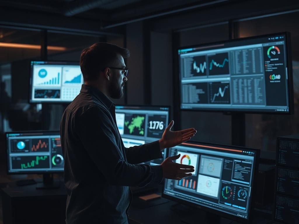 A high resolution of a data engineer presenting data insights