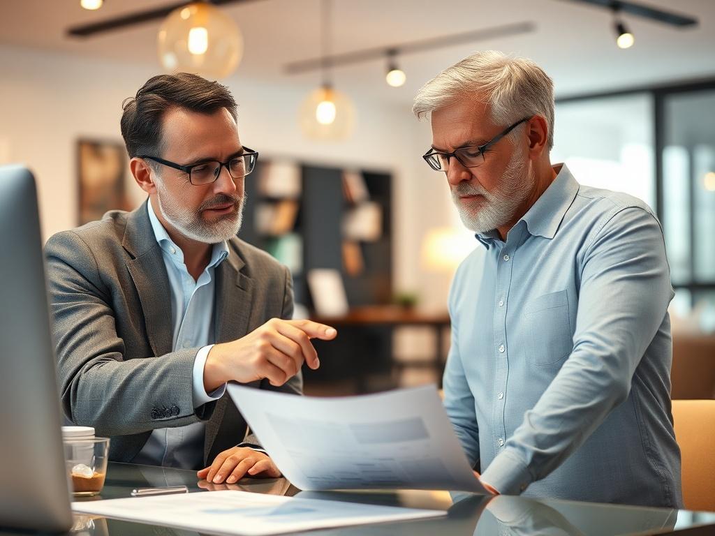 A close up shot of a financial consultant discussing plans