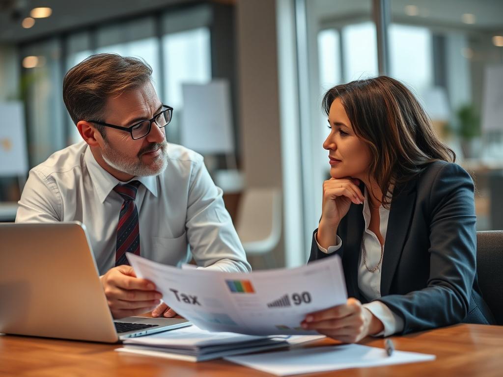 A close up of a tax consultant discussing tax strategies