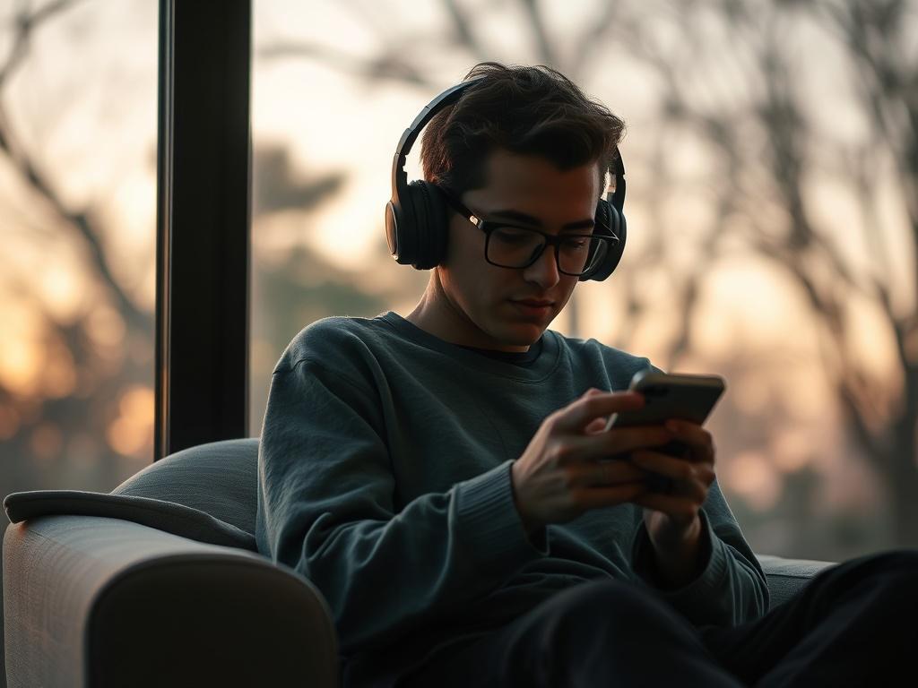 A serene and peaceful environment, depicting a person sitting comfortably