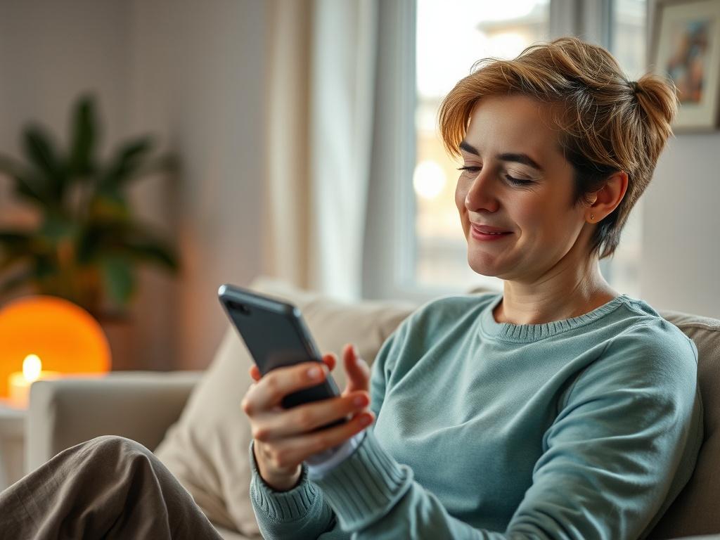 A person reviewing their progress on a mobile app, with